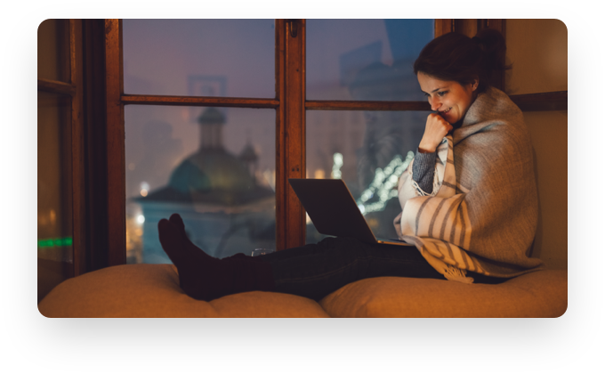 woman looking at computer